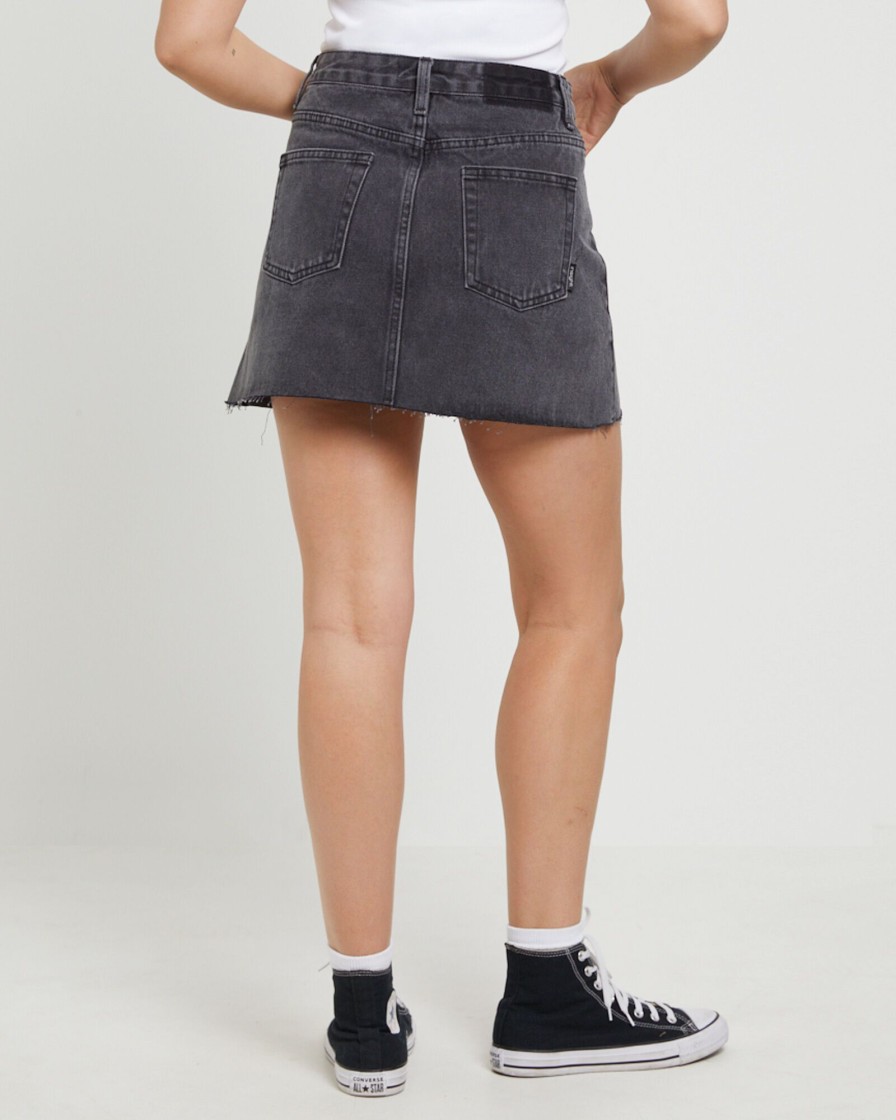 New INSIGHT Hattie Denim Mini Skirt In After Dark Black