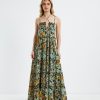 New CHARLIE HOLIDAY Senorita Maxi Dress Tropical Palm