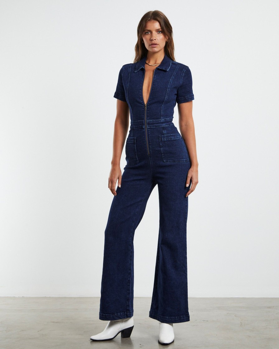 New INSIGHT Nikki Denim Maxi Boiler Suit Mid 90'S Blue