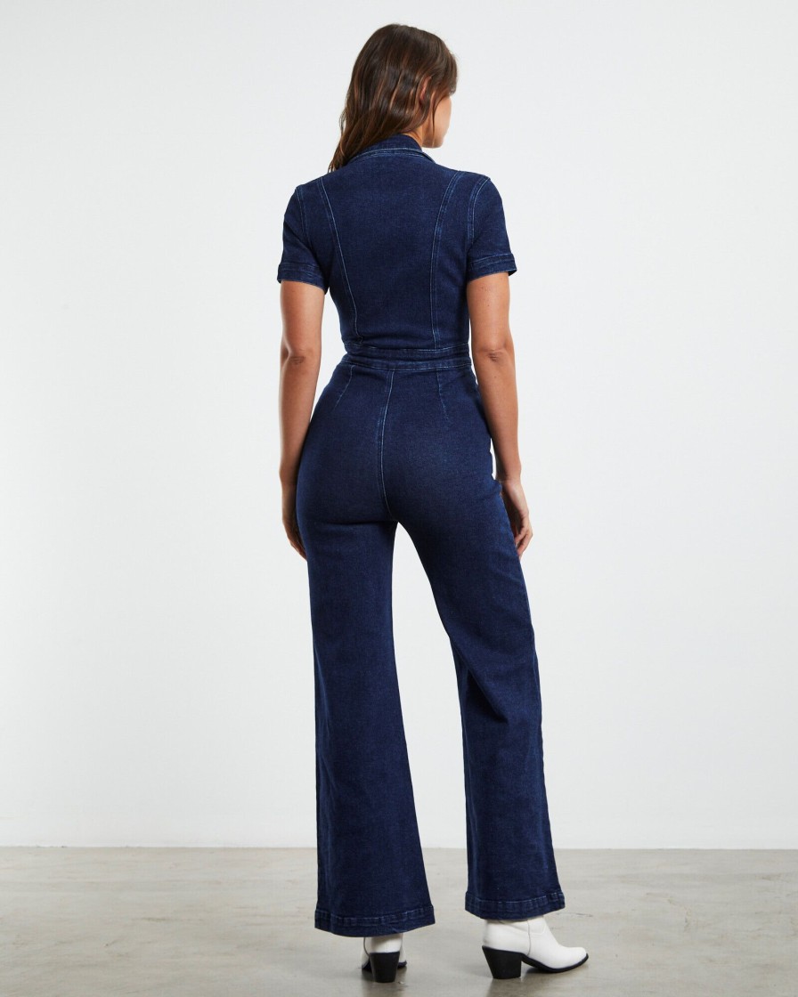 New INSIGHT Nikki Denim Maxi Boiler Suit Mid 90'S Blue