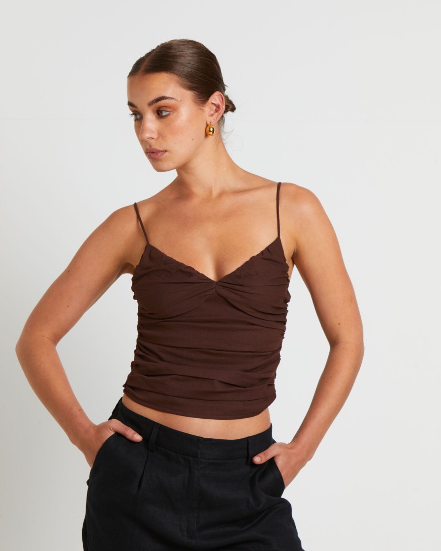 Online SUBTITLED Norah Gather Cami In Coffee Brown