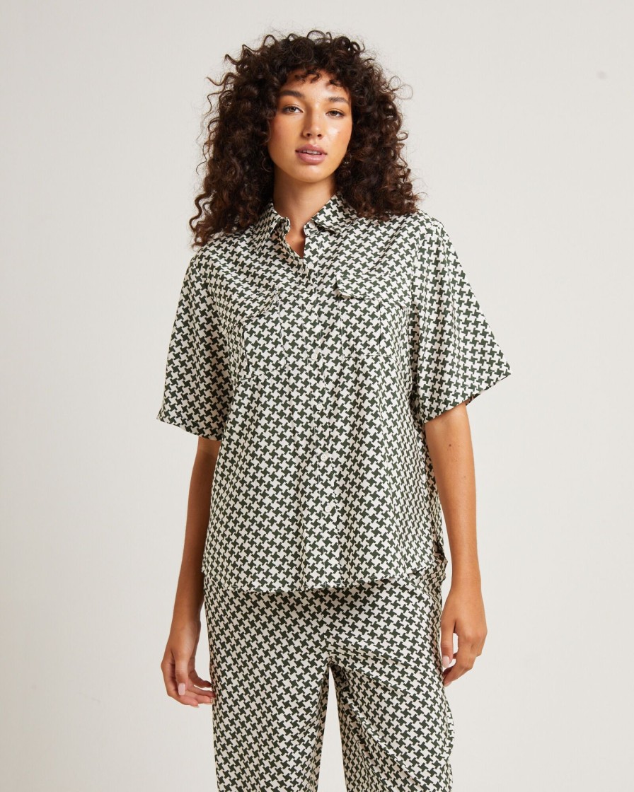 New SUBTITLED Minnie Crepe Shirt Olive