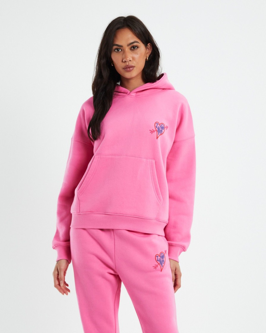 Best INSIGHT Cross My Heart Fleece Hoodie Pink