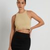 Best AFENDS Dandy Pearly Recycled Rib Cropped Singlet In Camel