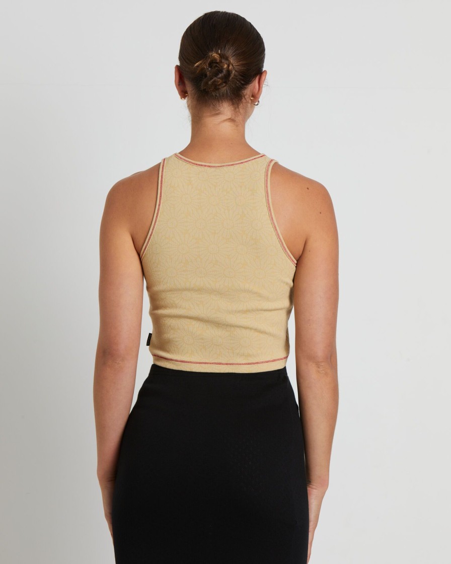 Best AFENDS Dandy Pearly Recycled Rib Cropped Singlet In Camel