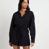 Online SUBTITLED Joslin Boxy Long Sleeve Shirt Playsuit In Black