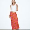 Wholesale STUDIO Penelope Bloom Low Rise Midi Skirt Pink