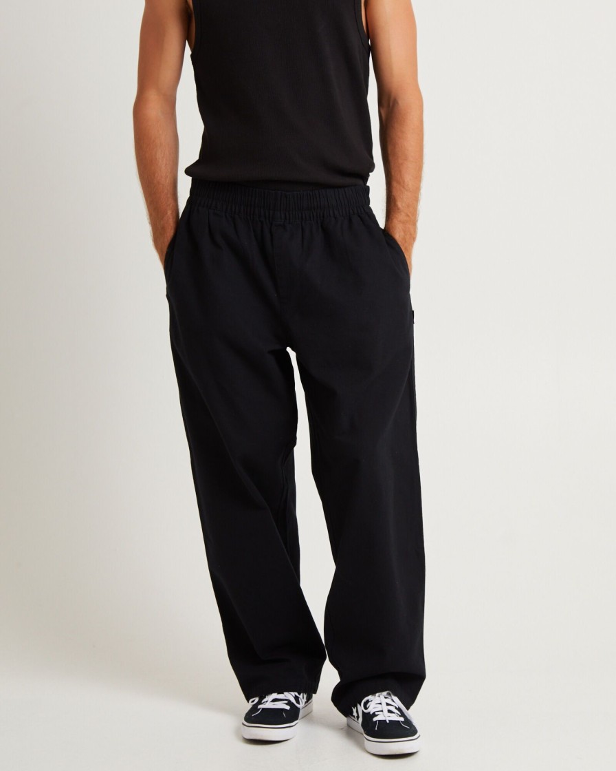 Clearance AFENDS Ninety Eights Recycled Elastic Waist Pants Black