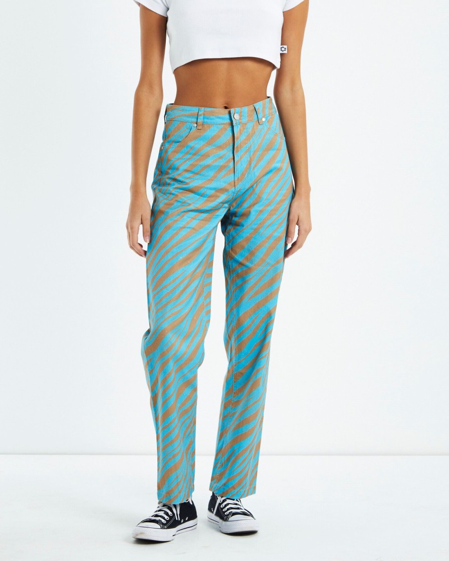 Best AFENDS Adi Shelby Hemp Wide Leg Long Pants Blue Stripe