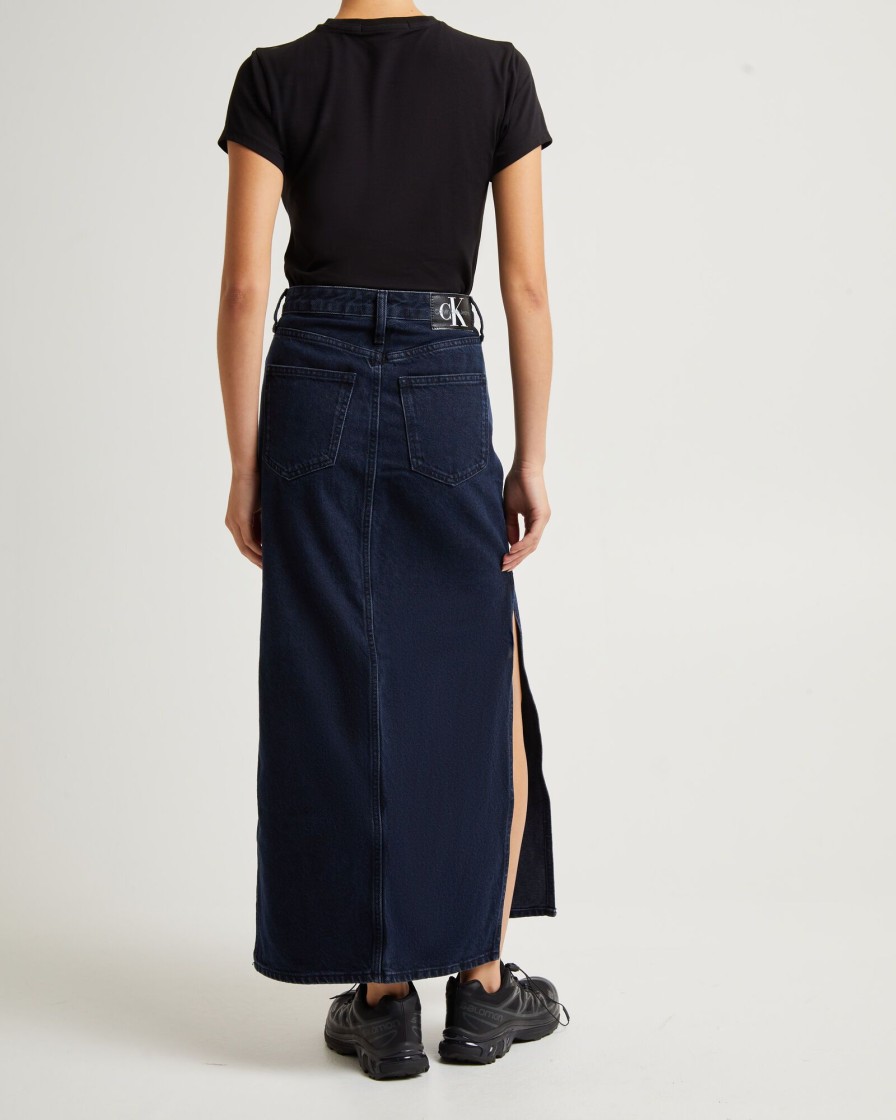 Hot CALVIN KLEIN Denim Maxi Skirt Dark