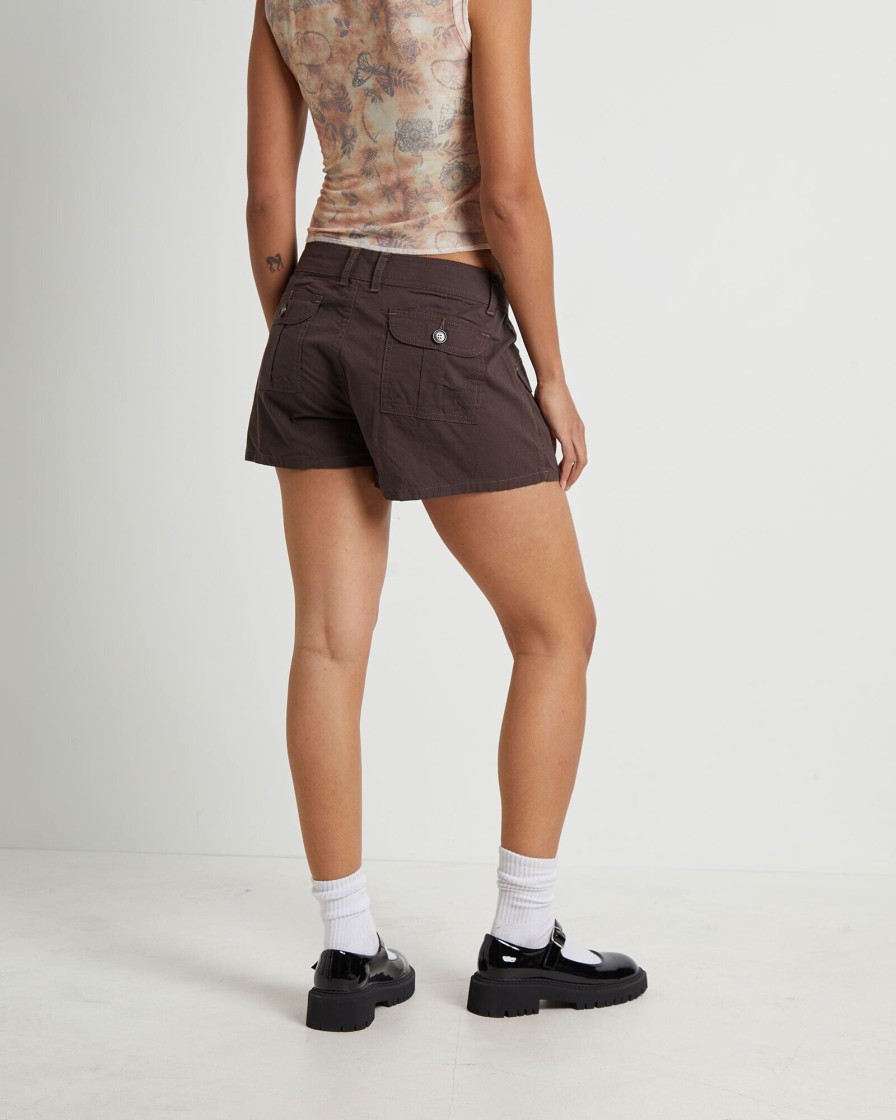 Hot NEON HART Freda Utility Pocket Low Rise Shorts In Chestnut Brown