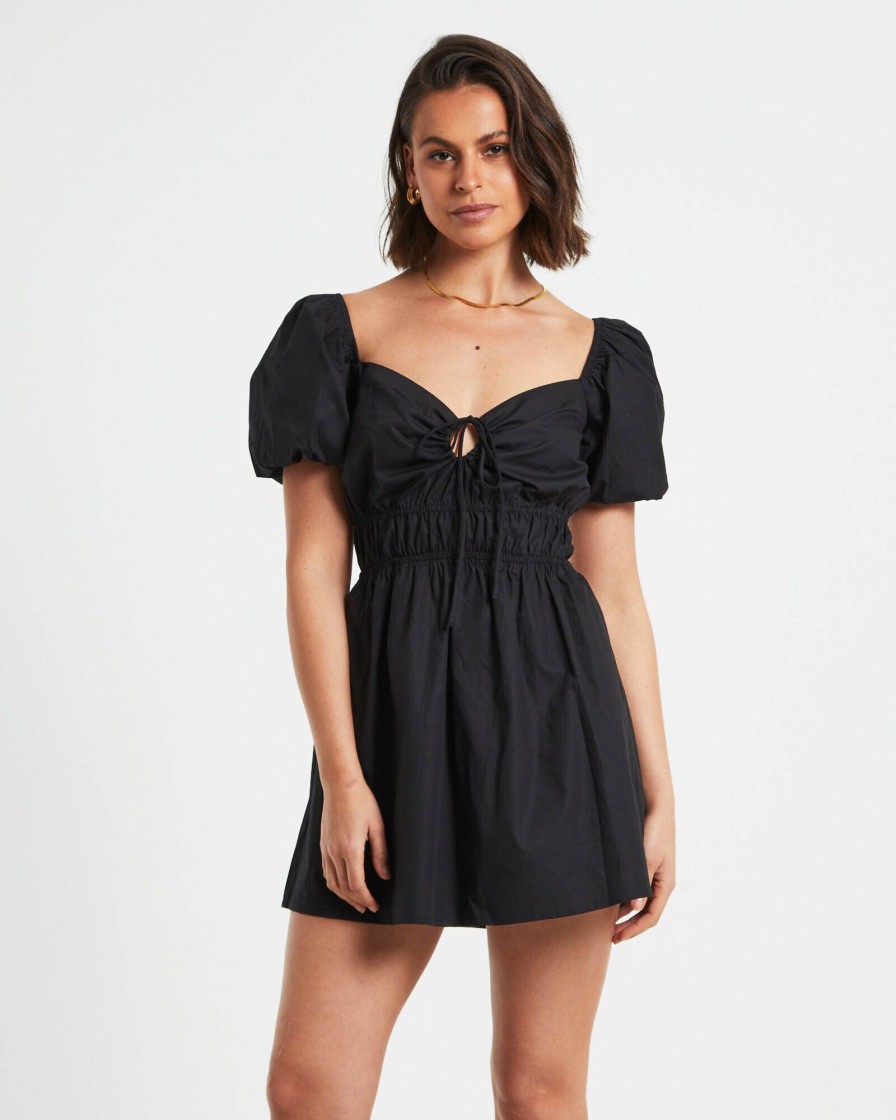 Online SUBTITLED Rylee Backless Puff Sleeve Mini Dress In Black