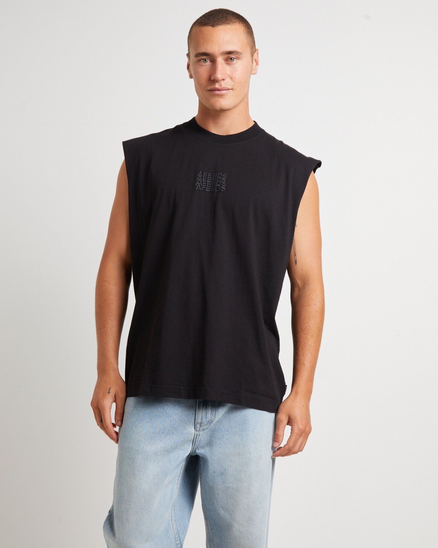 Online AFENDS Limits Recycled Sleeveless Tank Tee In Black