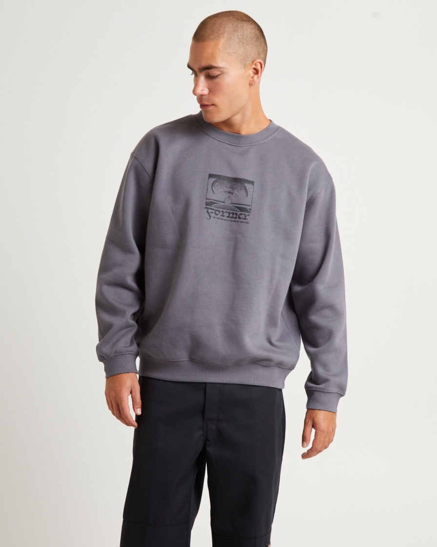 New FORMER Crux Tribute Crew Jumper Iron Grey