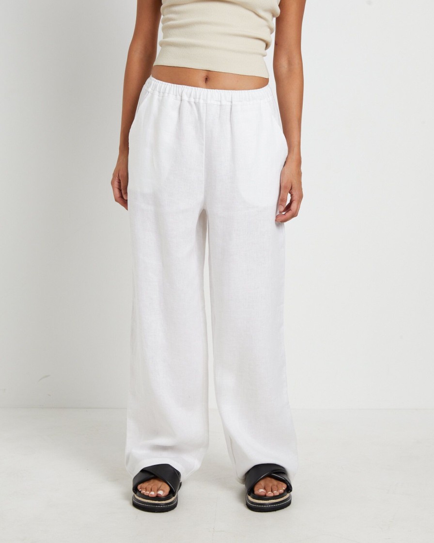 Wholesale SUBTITLED Kai Linen Draw Pants In White