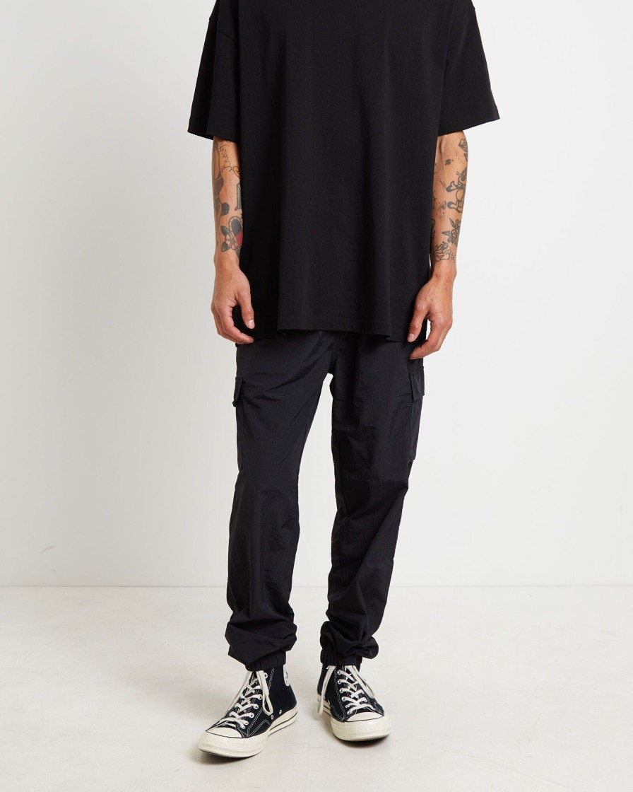 Clearance TAIKAN Nylon Cargo Jogger Pants In Black