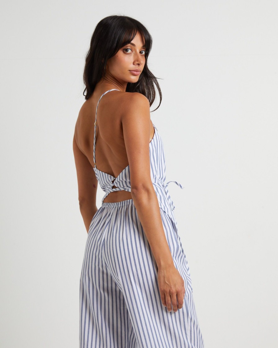 Hot SUBTITLED Adeline Asymmetric Cami Top In White Stripe