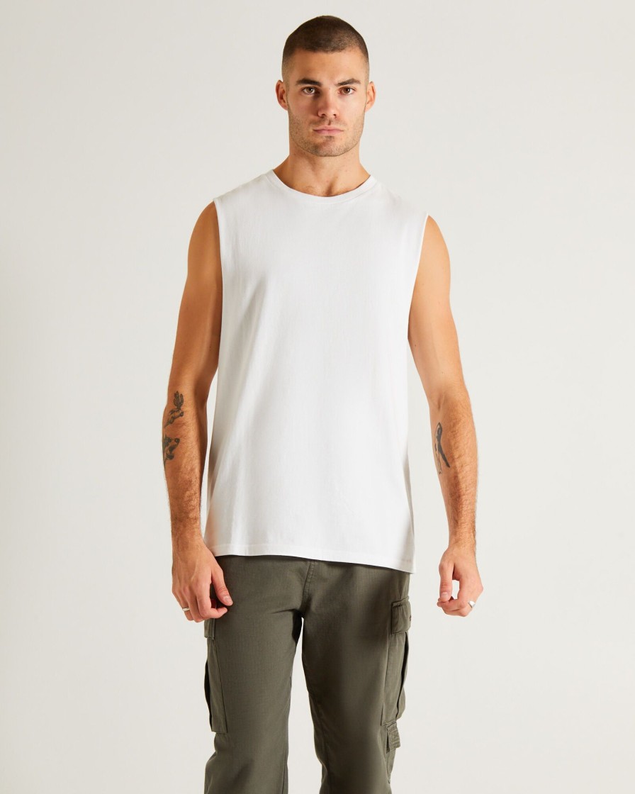 Clearance GENERAL PANTS CO. BASICS Muscle Tank In White