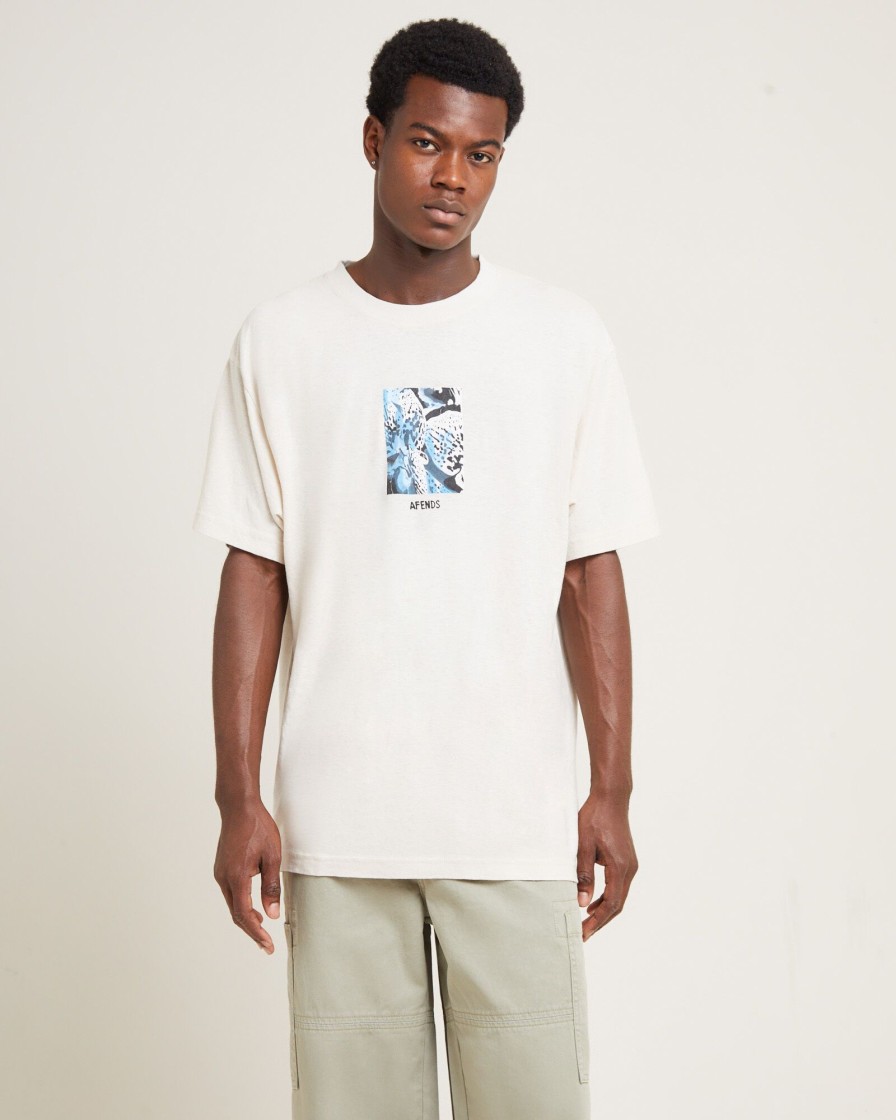 Online AFENDS Dossy Hemp Boxy Fit Short Sleeve T-Shirt Moonbeam