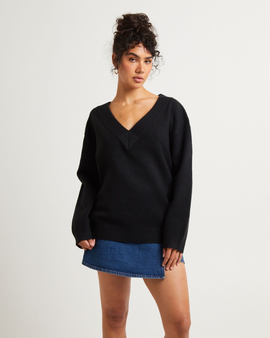 Hot SUBTITLED Deep V Neck Slouchy Jumper