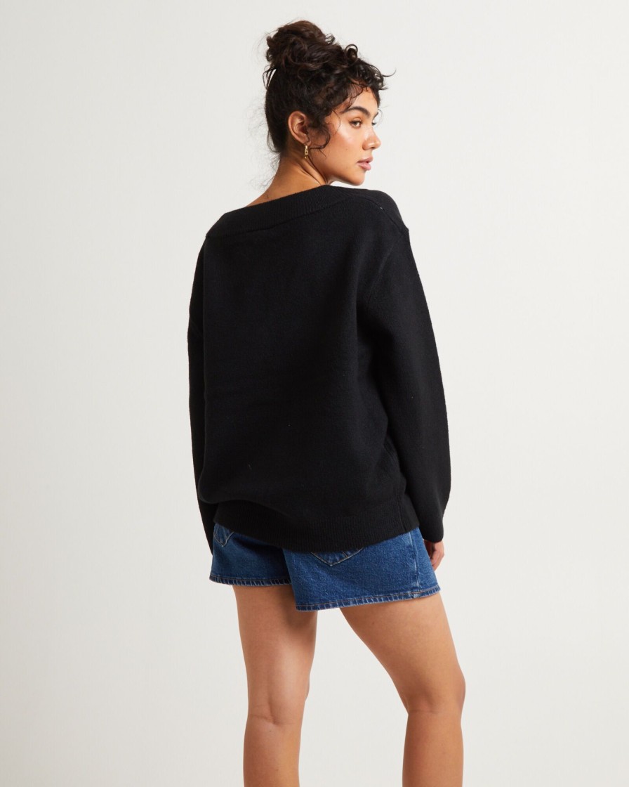 Hot SUBTITLED Deep V Neck Slouchy Jumper