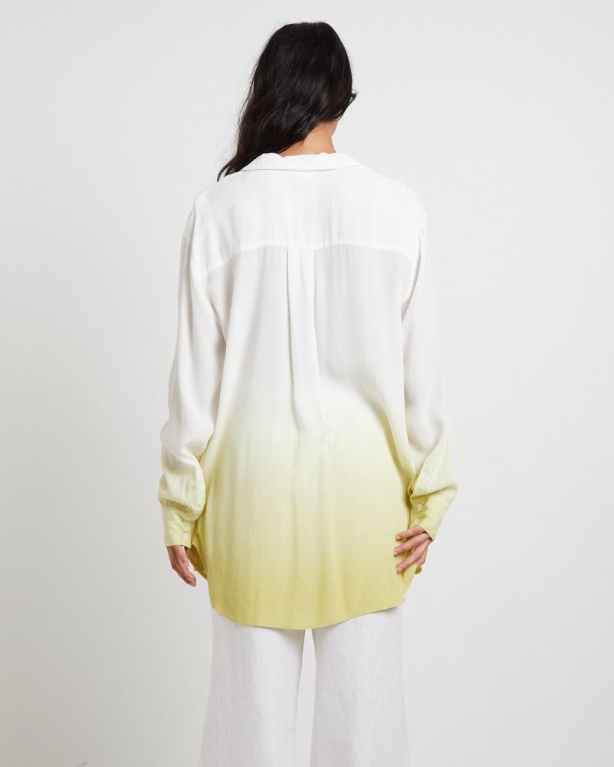 Wholesale SUBTITLED Rochelle Dip Dye Long Sleeve Shirt In Citrus Green