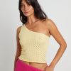 Clearance SUBTITLED Kerby Crochet One Shoulder Top In Lemon