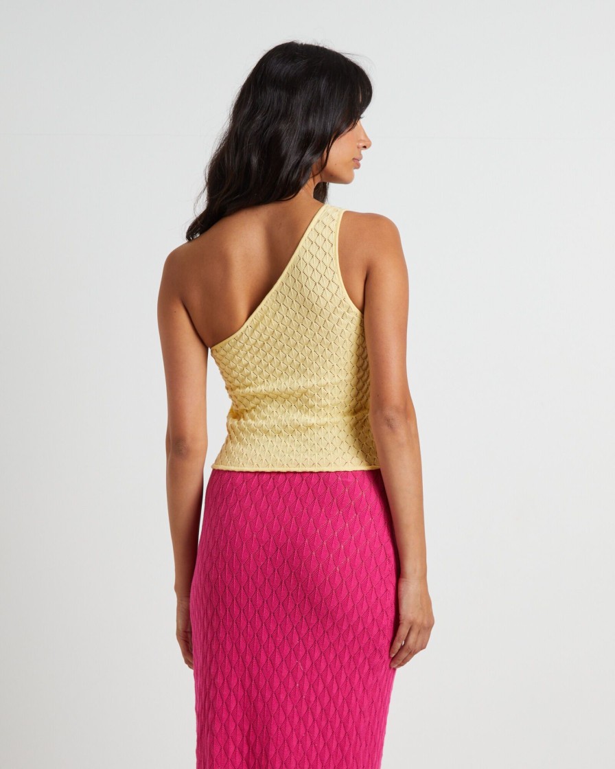 Clearance SUBTITLED Kerby Crochet One Shoulder Top In Lemon