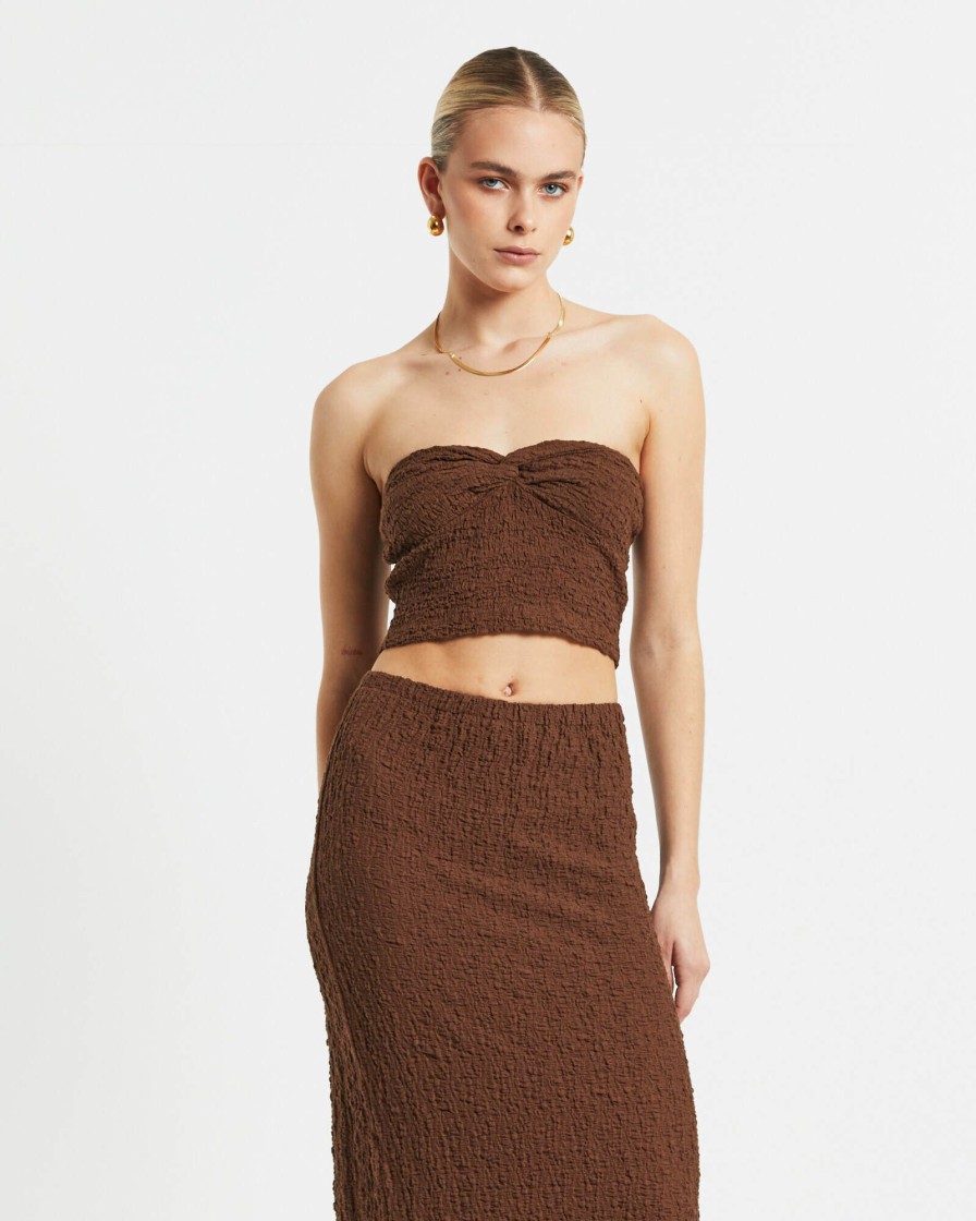 Best SUBTITLED Skyla Texture Twist Bandeau Top In Hazelnut Brown