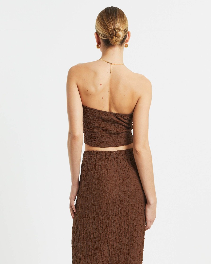 Best SUBTITLED Skyla Texture Twist Bandeau Top In Hazelnut Brown