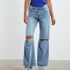 Clearance ONE TEASPOON Hendrixe Jackson Mid Waist Wide Leg Jeans Blue