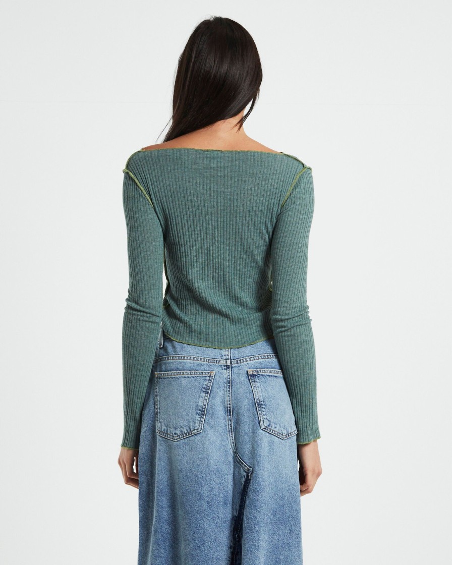 Wholesale BDG URBAN OUTFITTERS Bdg Cut Out Long Sleeve Top Green