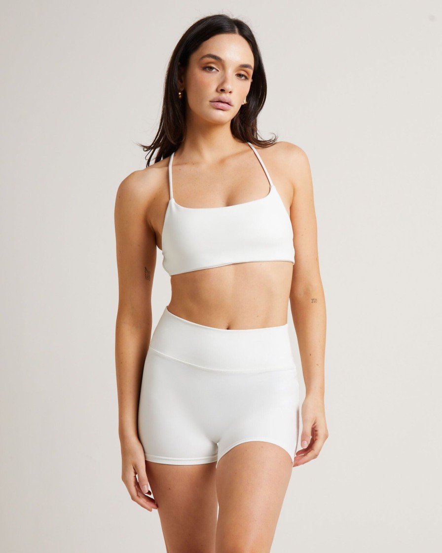 Wholesale SUBTITLED SPORTS CLUB Stringy Cross Back Crop Top In White