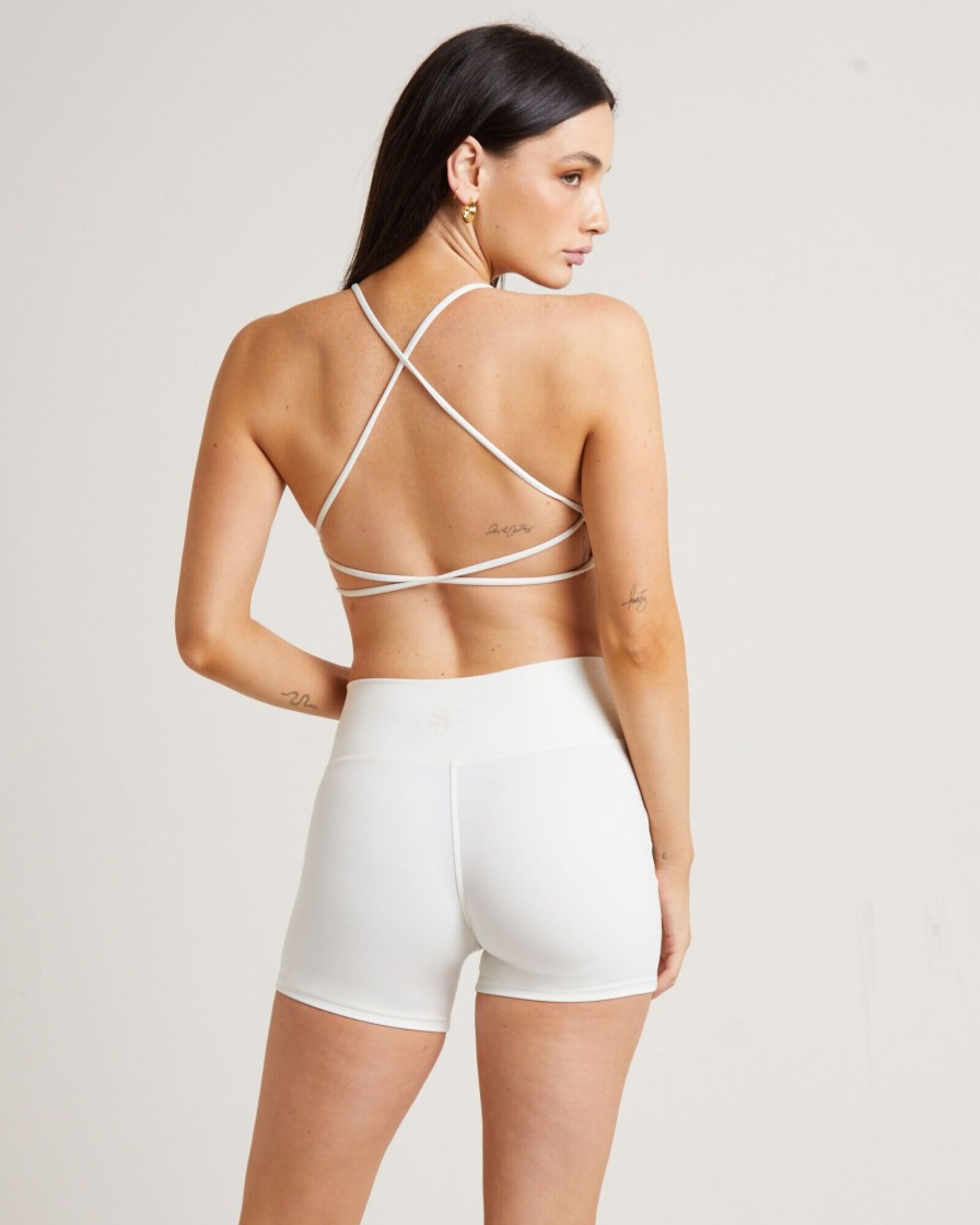 Wholesale SUBTITLED SPORTS CLUB Stringy Cross Back Crop Top In White