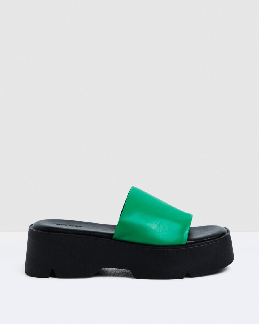 Best ALICE IN THE EVE Freya Flatform Slides Fern Green/Black