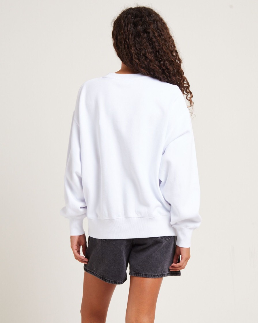 Clearance AFENDS Bloom Recycled Crew Neck Jumper White