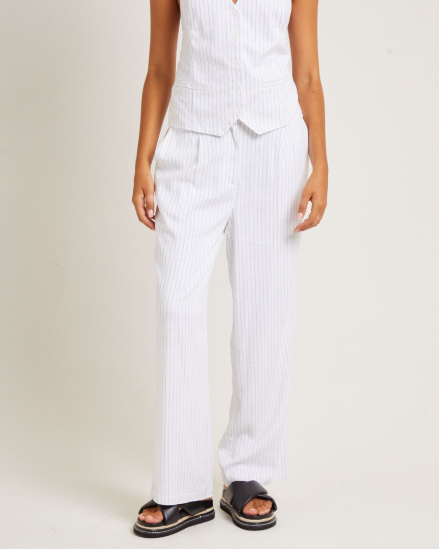 New SUBTITLED Jemimah Pinstripe Pants White