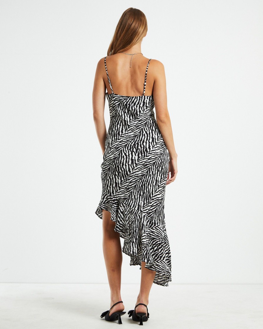 Best CHARLIE HOLIDAY Gp Bahama Midi Dress Zebra Black