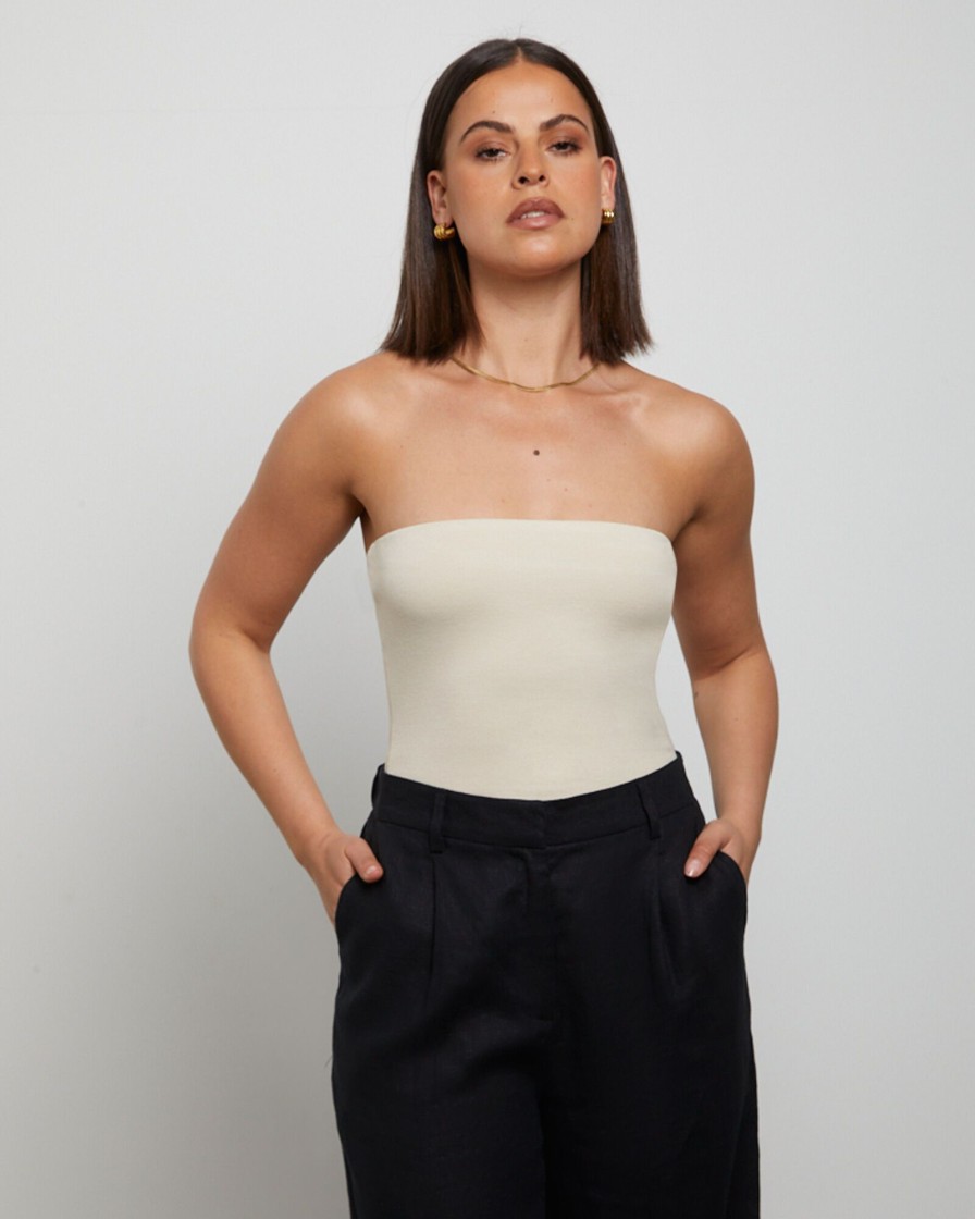 Online GENERAL PANTS CO. BASICS Slinky Strapless Top In Vintage Stone