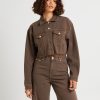 Wholesale INSIGHT Mia Crop Denim Jacket Washed Sepia