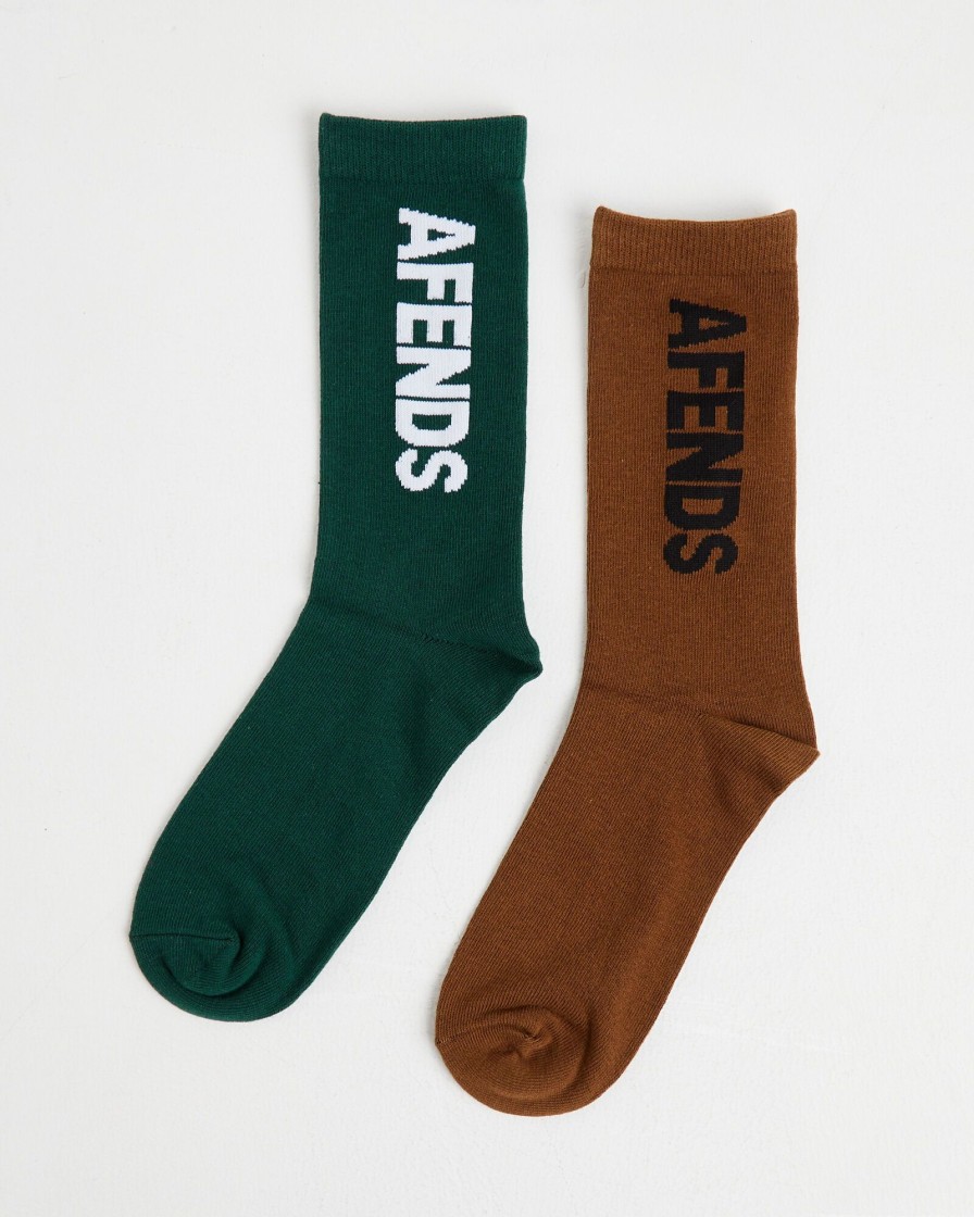 Online AFENDS Vinyl Recycled Socks 2 Pack - Toffee/Emerald