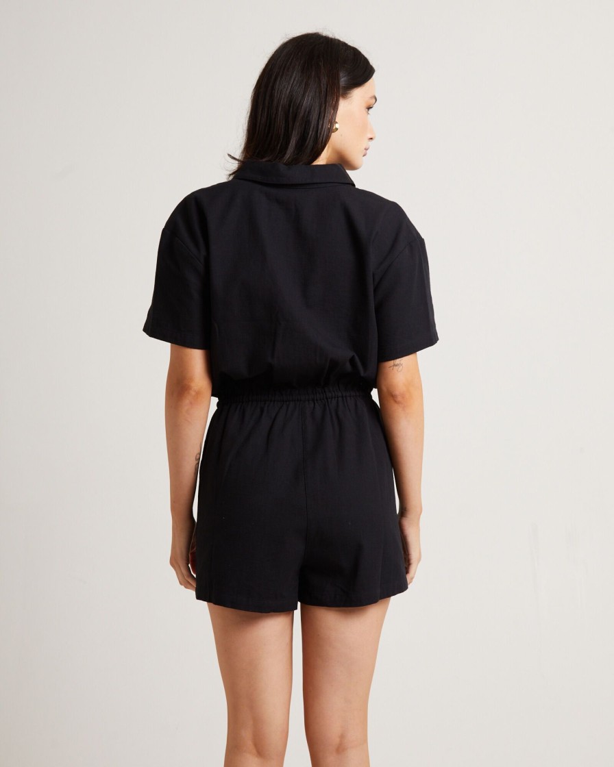 Online SUBTITLED Shelley Short Sleeve Playsuit In Black