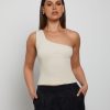 Clearance GENERAL PANTS CO. BASICS Luxe Knitted One Shoulder Top In Vintage Stone