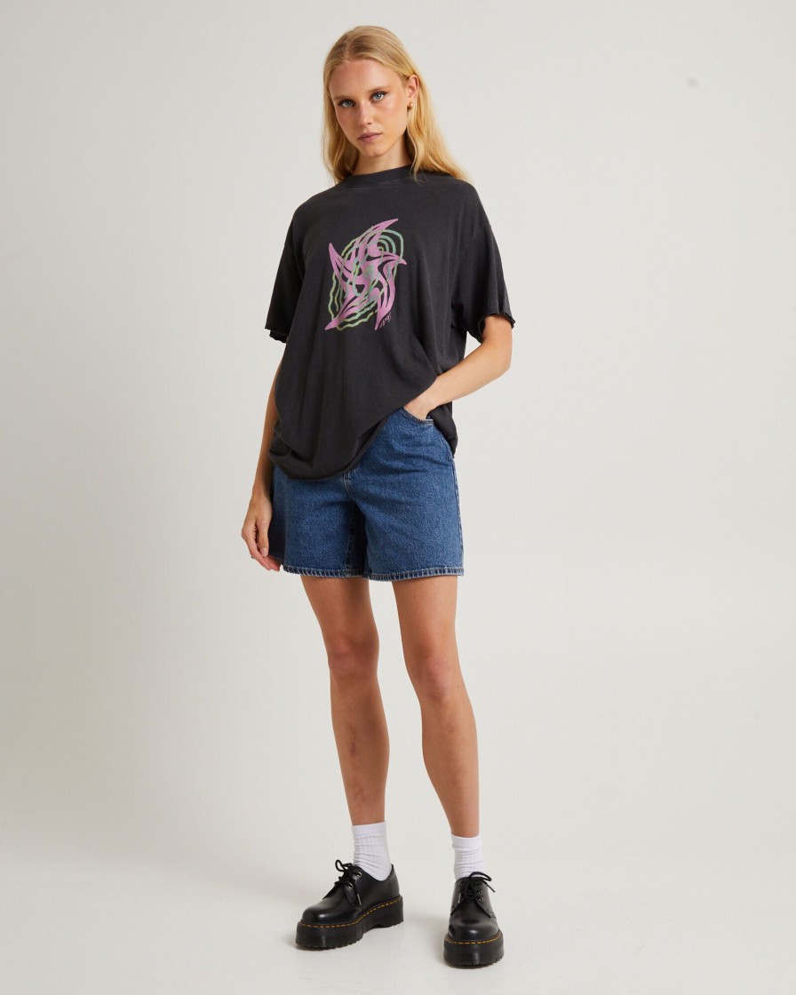 Wholesale AFENDS Gravity Hemp Oversized Tee Stone Black