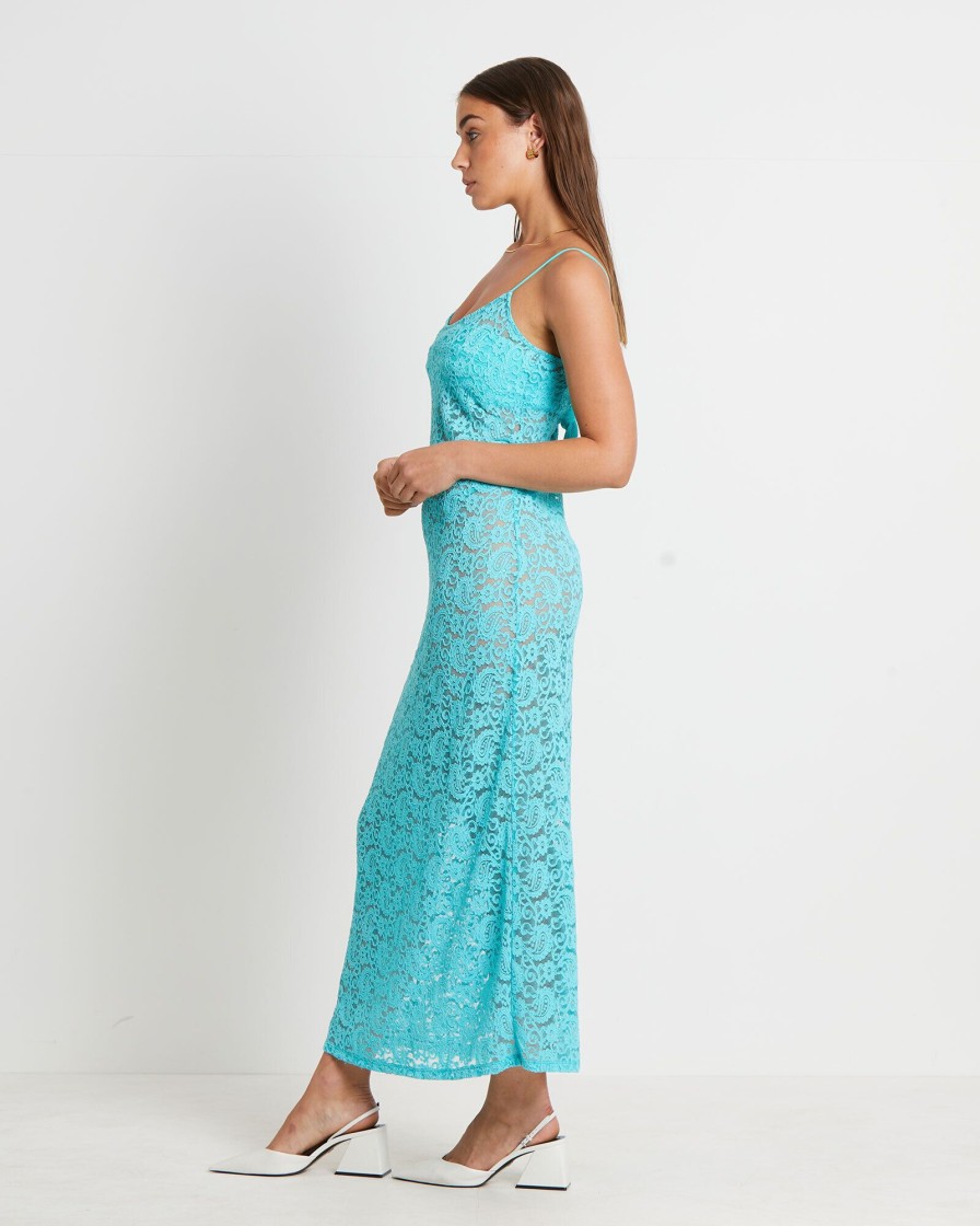 New ALICE IN THE EVE Zayla Lace Maxi Dress In Aqua Blue