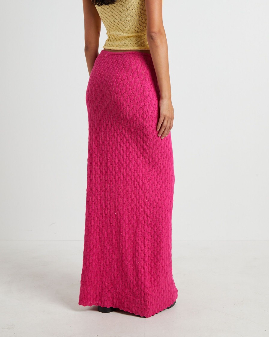 Wholesale SUBTITLED Josie Crochet Maxi Skirt In Lipstick Pink