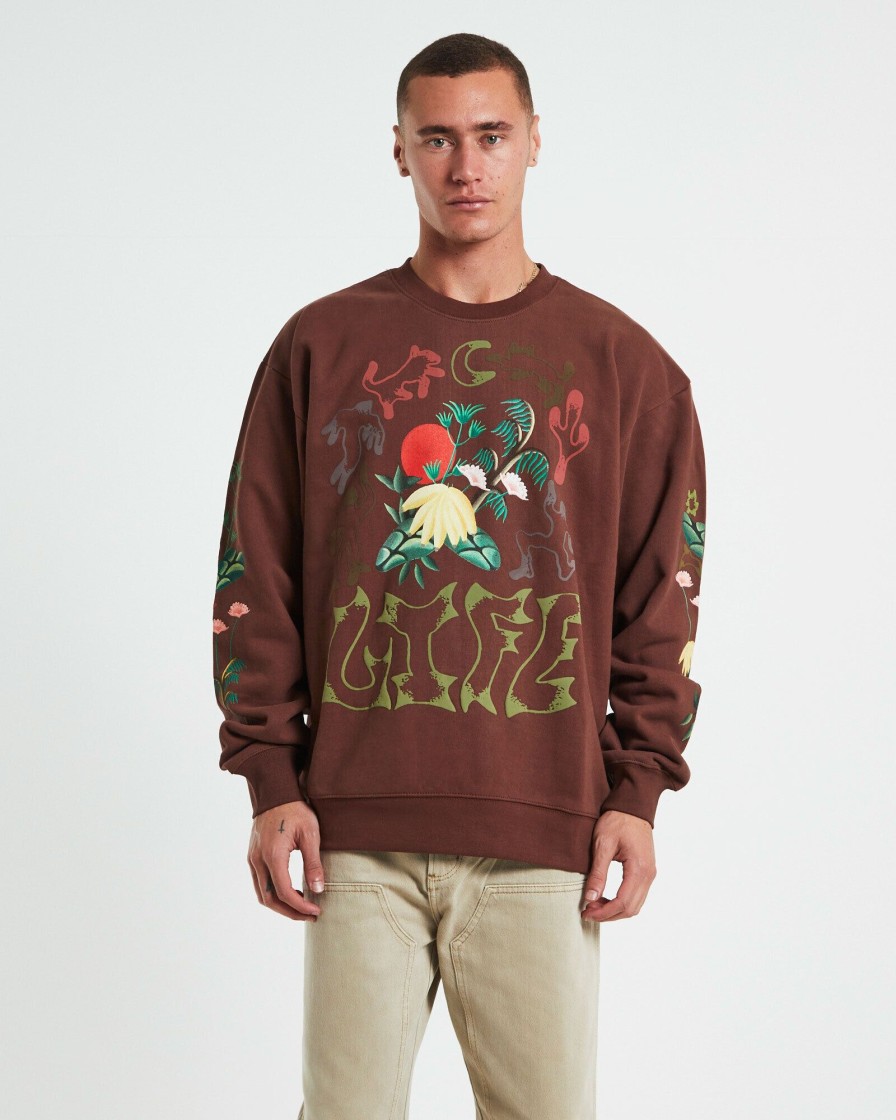 Wholesale MARKET Life Cycle Crewneck Jumper In Acorn Brown