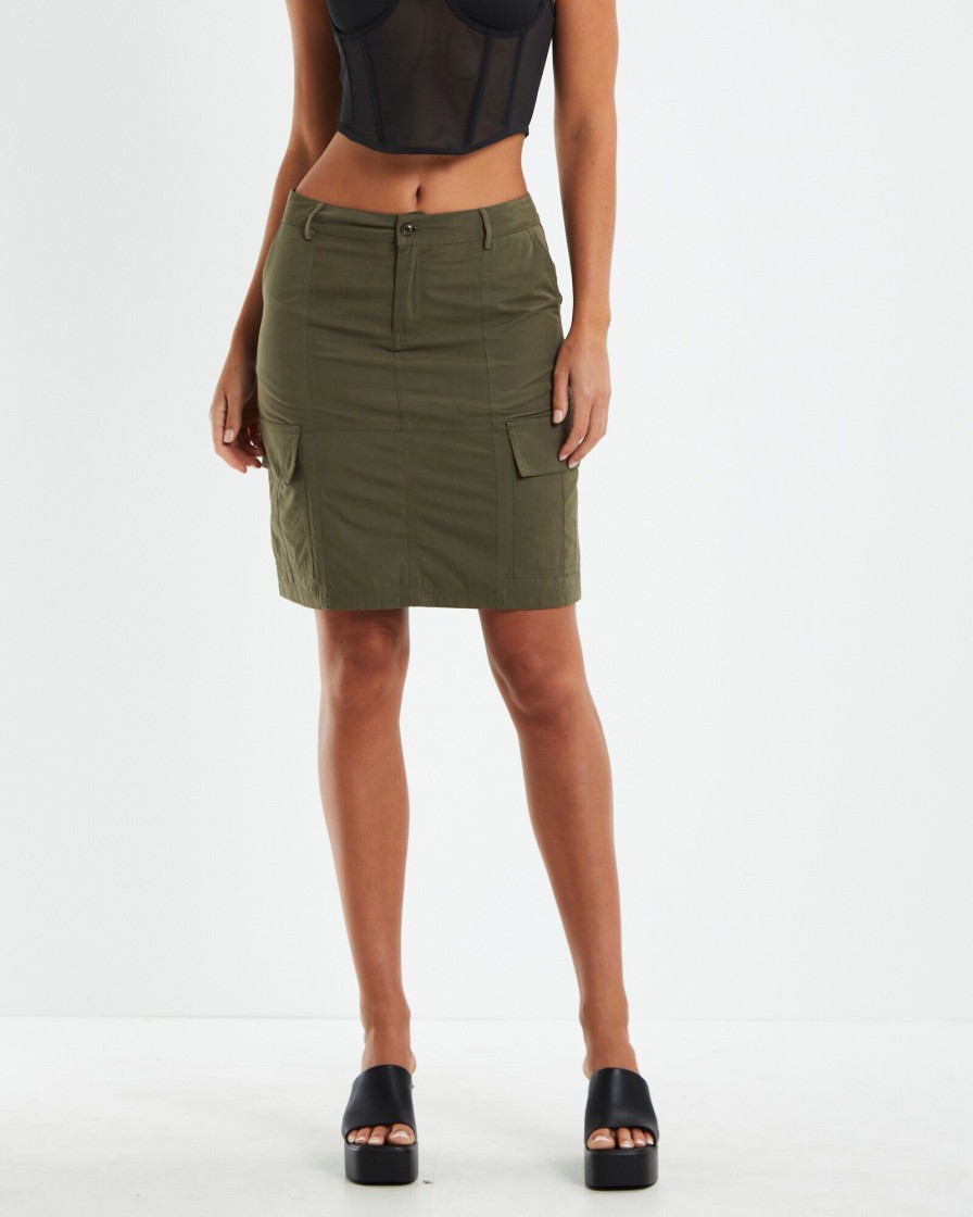 Wholesale NEON HART Tibby Utility Skirt Khaki