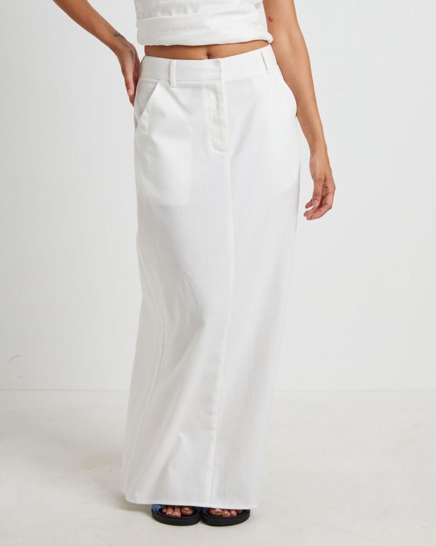 Wholesale SUBTITLED Jinta Tailored Linen Maxi Skirt In White