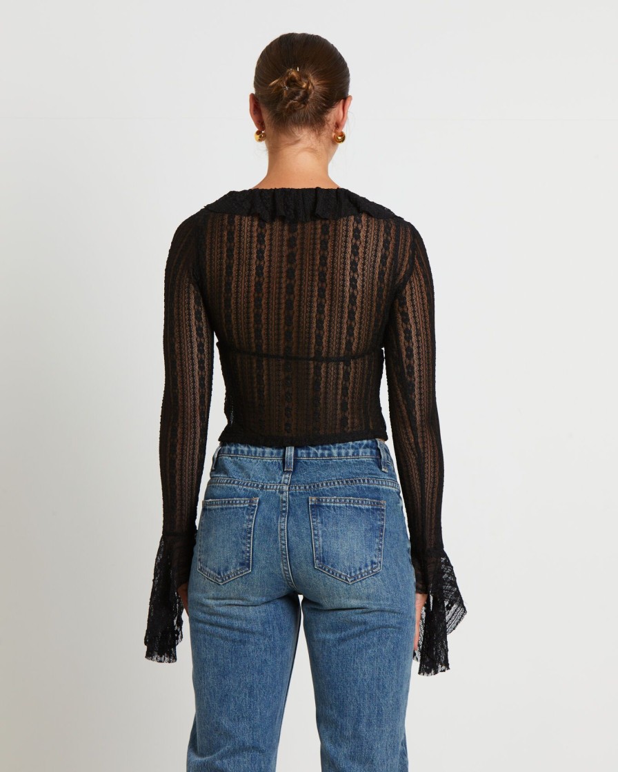 Online NEON HART Janie Fairy Core Lace Plunge Shirt In Black